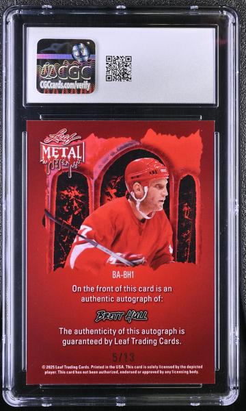 Brett Hull Super Prismatic Gold Pumpkin 2025 Metal Halloween Autographs 5/13 #BA-BH1 CGC 10-2