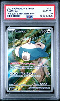 Snorlax 2023 Pokemon Svp En-Sv Black Star Promo 151 Elite Trainer Box #051 PSA 10-1