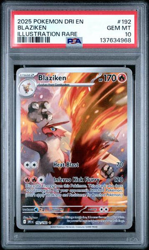 Blaziken 2025 Pokemon Dri En-Destined Rivals Illustration Rare #192 PSA 10