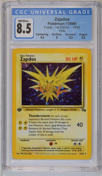 Zapdos Holo 1999 Fossil - 1st Ed. #15/62 CGC 8.5-1