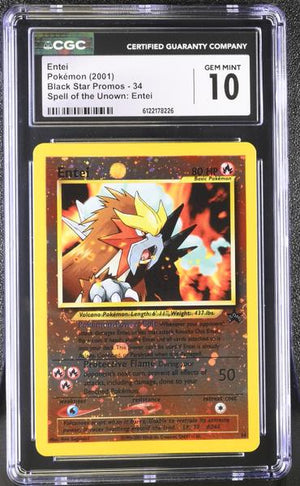 Entei Spell of the Unown: Entei 2001 Black Star Promos #34 CGC 10
