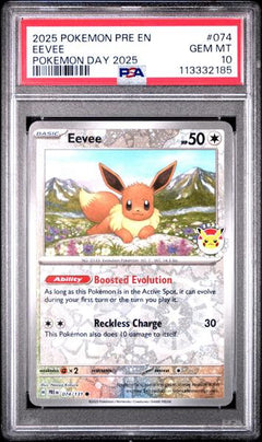 Eevee 2025 Pokemon Pre En-Prismatic Evolutions Pokemon Day 2025 #074 PSA 10-1