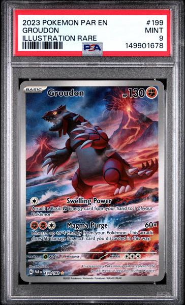 Groudon 2023 Pokemon Par En-Paradox Rift Illustration Rare #199 PSA 9