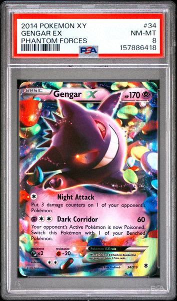 Gengar Ex 2014 Pokemon Xy Phantom Forces Phantom Forces #34 PSA 8-1