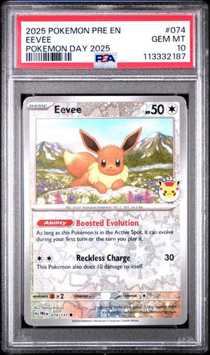 Eevee 2025 Pokemon Pre En-Prismatic Evolutions Pokemon Day 2025 #074 PSA 10