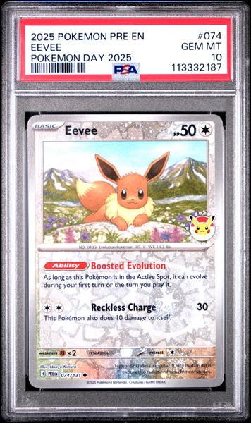 Eevee 2025 Pokemon Pre En-Prismatic Evolutions Pokemon Day 2025 #074 PSA 10-1