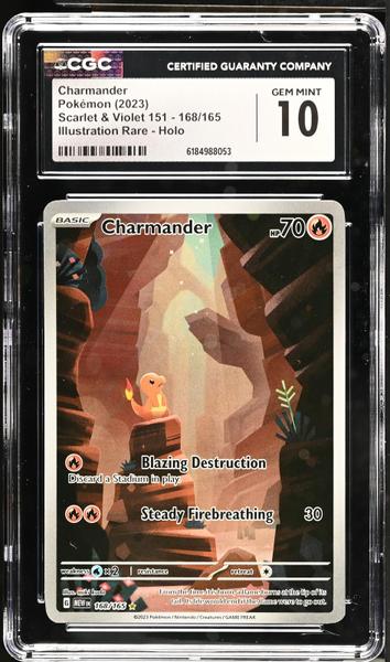 Charmander Illustration Rare, Holo 2023 Scarlet & Violet 151 #168/165 CGC 10-1