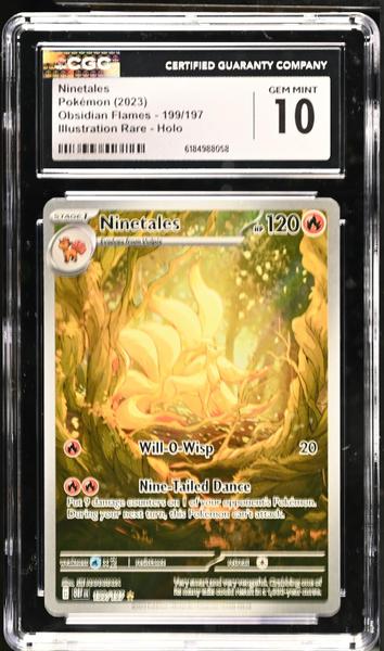 Ninetales Illustration Rare, Holo 2023 Obsidian Flames #199/197 CGC 10-1