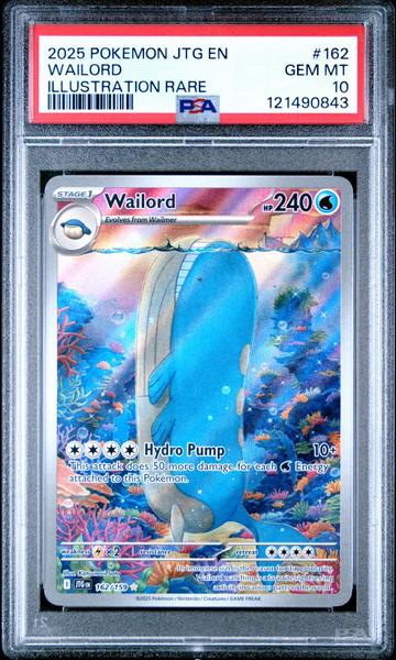 Wailord 2025 Pokemon Jtg En-Journey Together Illustration Rare #162 PSA 10-1