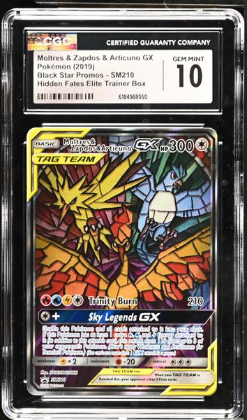 Moltres & Zapdos & Articuno GX Hidden Fates Elite Trainer Box 2019 Black Star Promos #SM210 CGC 10-1