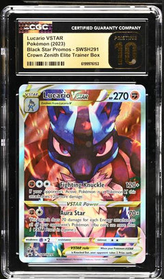 Lucario VSTAR Crown Zenith Elite Trainer Box 2023 Black Star Promos #SWSH291 CGC PRISTINE 10-1
