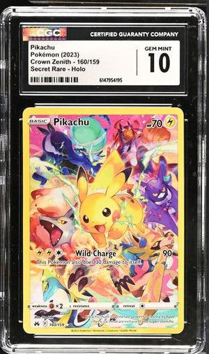 Pikachu Secret Rare, Holo 2023 Crown Zenith #160/159 CGC 10