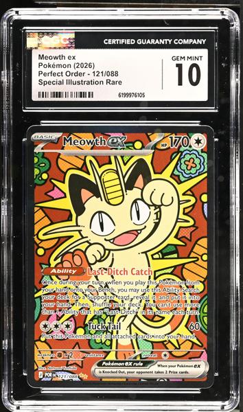 Meowth ex Special Illustration Rare 2026 Perfect Order #121/088 CGC 10