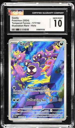 Gastly Illustration Rare, Holo 2024 Temporal Forces #177/162 CGC 10
