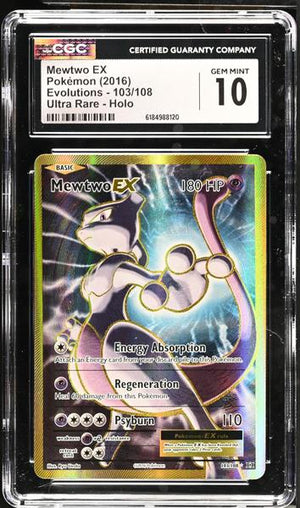 Mewtwo EX Ultra Rare, Holo 2016 Evolutions #103/108 CGC 10