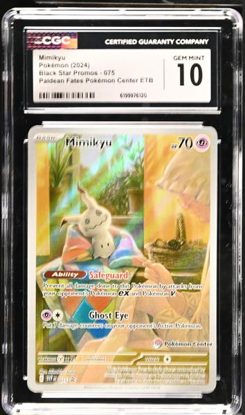 Mimikyu Paldean Fates Pokémon Center ETB 2024 Black Star Promos #075 CGC 10-1