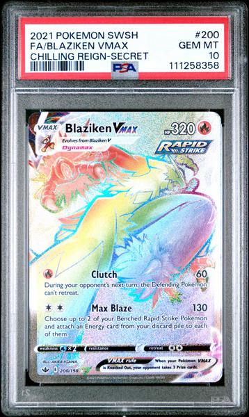 Fa/Blaziken Vmax 2021 Pokemon Sword & Shield Chilling Reign Chilling Reign-Secret #200 PSA 10