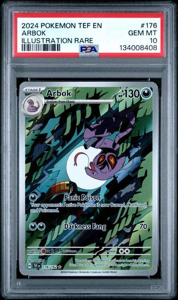 Arbok 2024 Pokemon Tef En-Temporal Forces Illustration Rare #176 PSA 10-1
