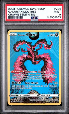 Galarian Moltres 2023 Pokemon Swsh Black Star Promo Crown Zenith Tin #284 PSA 9-1