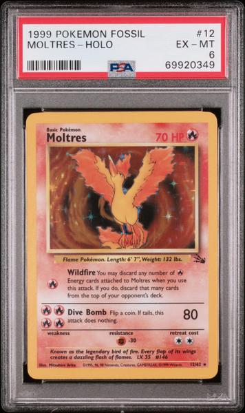 Moltres-Holo 1999 Pokemon Fossil #12 PSA 6-1