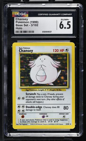 Chansey Holo 1999 Base Set #3/102 CGC 6.5-1