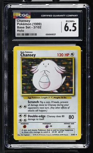 Chansey Holo 1999 Base Set #3/102 CGC 6.5
