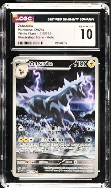 Zebstrika Illustration Rare, Holo 2025 White Flare #115/086 CGC 10-1