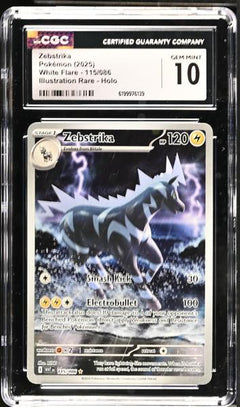 Zebstrika Illustration Rare, Holo 2025 White Flare #115/086 CGC 10-1