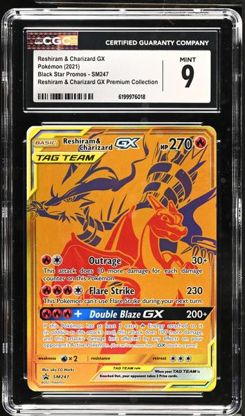 Reshiram & Charizard GX Reshiram & Charizard GX Premium Collection 2021 Black Star Promos #SM247 CGC 9