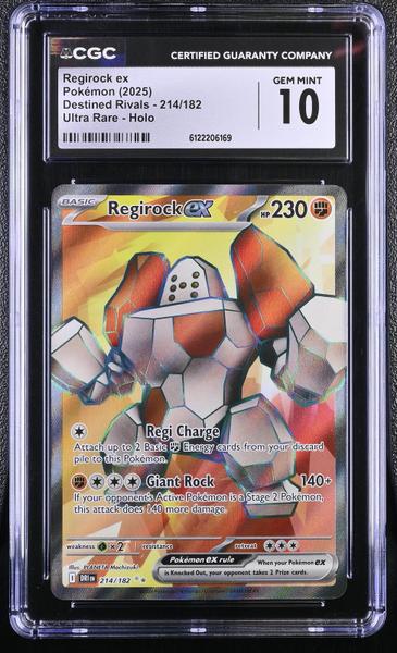 Regirock ex Ultra Rare, Holo 2025 Destined Rivals #214/182 CGC 10-1