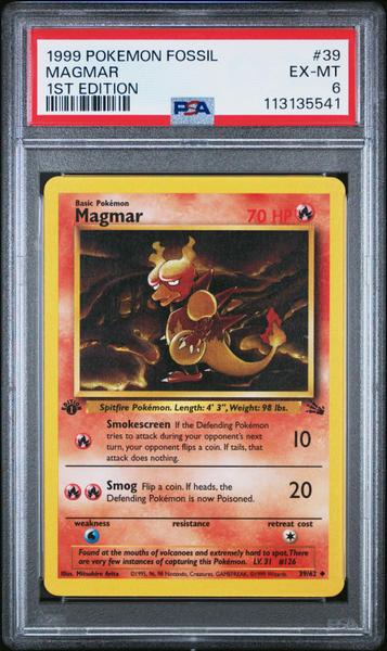 Magmar 1999 Pokemon Fossil 1st Edition #39 PSA 6