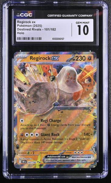Regirock ex Holo 2025 Destined Rivals #101/182 CGC 10