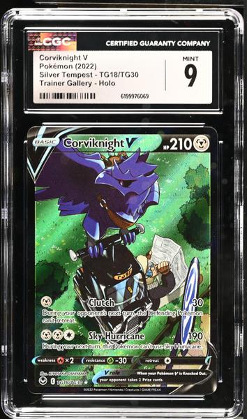 Corviknight V Trainer Gallery, Holo 2022 Silver Tempest #TG18/TG30 CGC 9-1