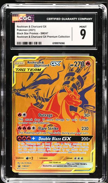 Reshiram & Charizard GX Reshiram & Charizard GX Premium Collection 2021 Black Star Promos #SM247 CGC 9-1