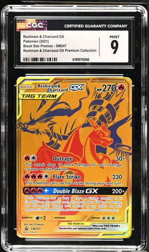 Reshiram & Charizard GX Reshiram & Charizard GX Premium Collection 2021 Black Star Promos #SM247 CGC 9