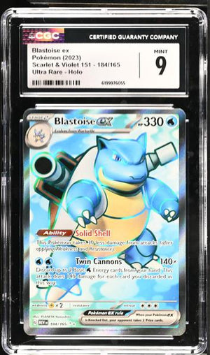 Blastoise ex Ultra Rare, Holo 2023 Scarlet & Violet 151 #184/165 CGC 9