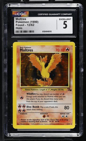 Moltres Holo 1999 Fossil #12/62 CGC 5-1