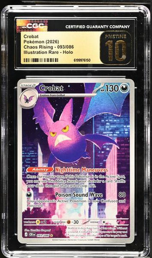 Crobat Illustration Rare, Holo 2026 Chaos Rising #093/086 CGC PRISTINE 10