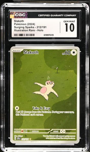 Slakoth Illustration Rare, Holo 2024 Surging Sparks #212/191 CGC 10