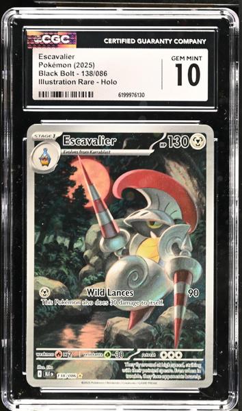 Escavalier Illustration Rare, Holo 2025 Black Bolt #138/086 CGC 10