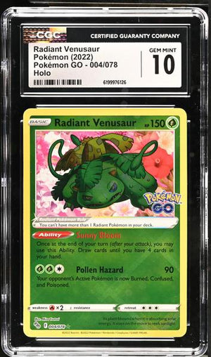 Radiant Venusaur Holo 2022 Pok^mon GO #004/078 CGC 10