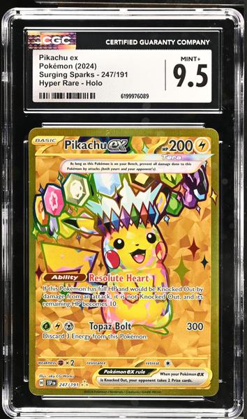 Pikachu ex Hyper Rare, Holo 2024 Surging Sparks #247/191 CGC 9.5-1