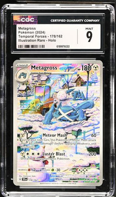 Metagross Illustration Rare, Holo 2024 Temporal Forces #178/162 CGC 9-1