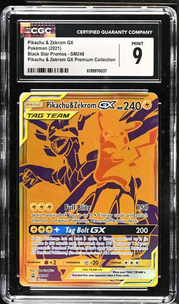Pikachu & Zekrom GX Pikachu & Zekrom GX Premium Collection 2021 Black Star Promos #SM248 CGC 9-1