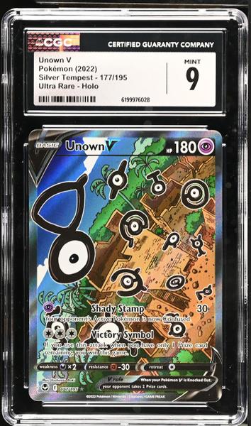 Unown V Ultra Rare, Holo 2022 Silver Tempest #177/195 CGC 9