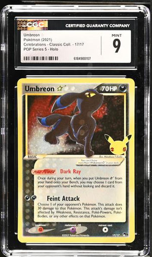 Umbreon POP Series 5, Holo 2021 Celebrations - Classic Coll. #17/17 CGC 9