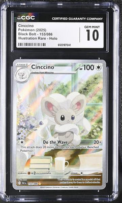 Cinccino Illustration Rare, Holo 2025 Black Bolt #153/086 CGC 10-1