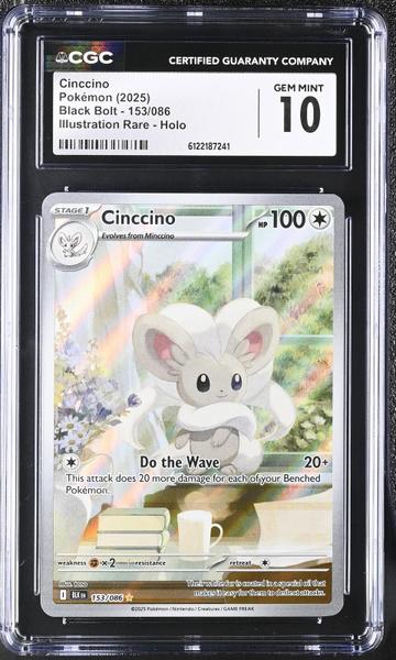 Cinccino Illustration Rare, Holo 2025 Black Bolt #153/086 CGC 10