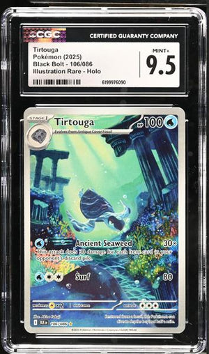 Tirtouga Illustration Rare, Holo 2025 Black Bolt #106/086 CGC 9.5