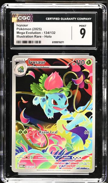 Ivysaur Illustration Rare, Holo 2025 Mega Evolution #134/132 CGC 9-1